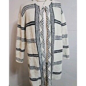 SOLITAIRE Open Cardigan Cozy Striped Duster Tribal Aztec Solitaire, womens Large